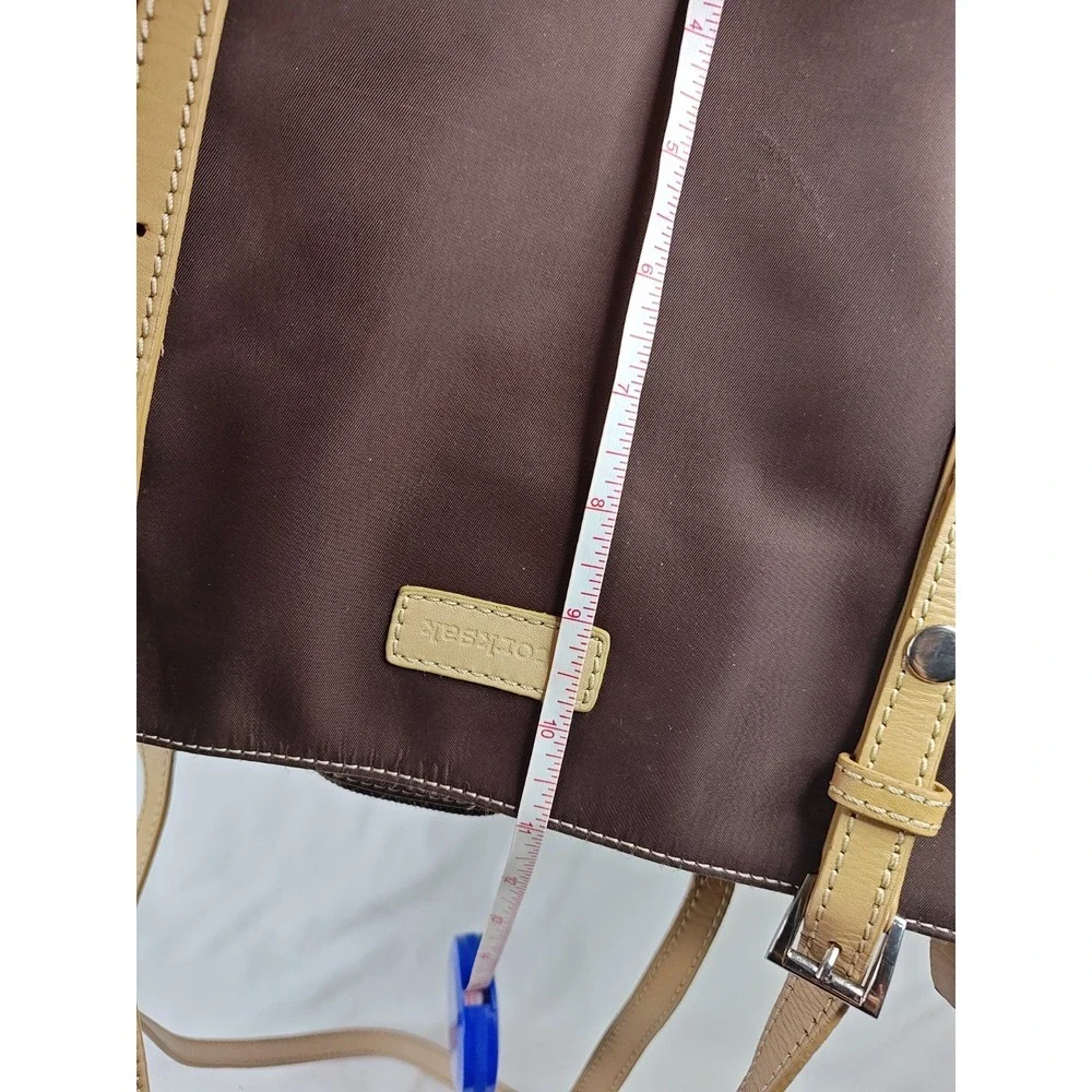 STORKSAK London Bag brown nylon tan leather strap tote Diaper bag Weekend‎ bag